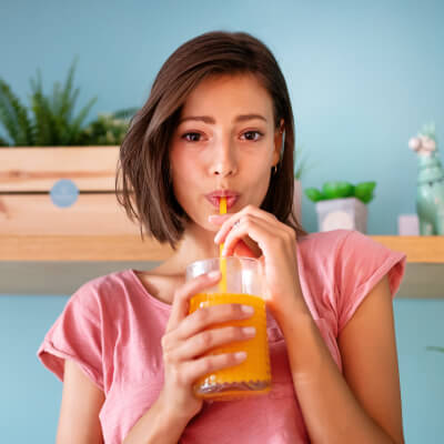 Woman with juice